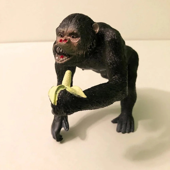 Chimpanzee Eating Banana Figure Animal Monkey 7.5  Inch Long Toy - Picture 10 of 12